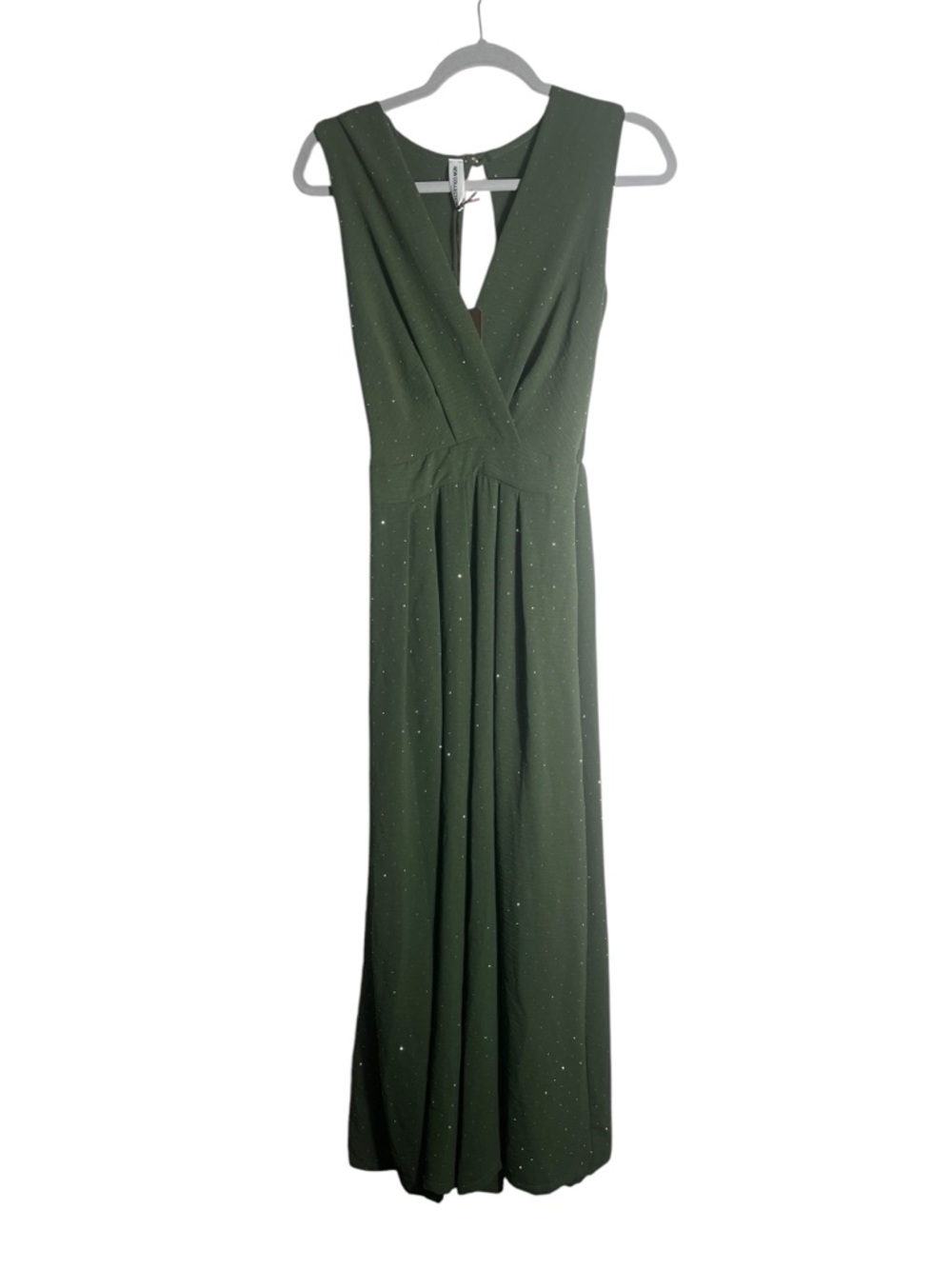 Green Flowy Wide Leg Jumpsuit Sparkle Minimalist Boho‎ Summer Romper
